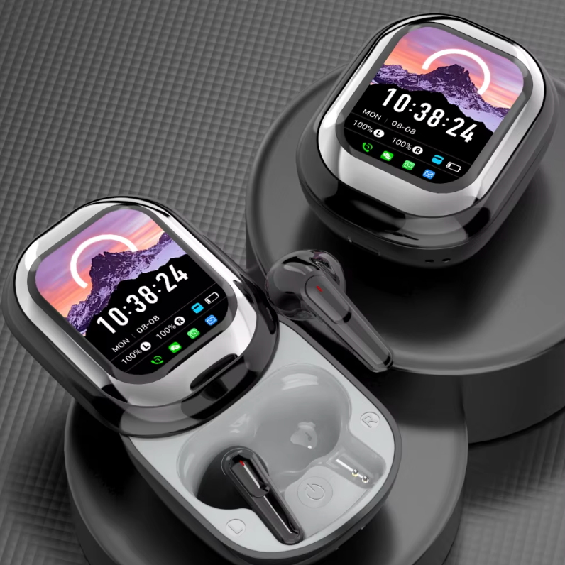 TWS Bluetooth 5.4-øretelefoner med støyreduksjon og LED-display